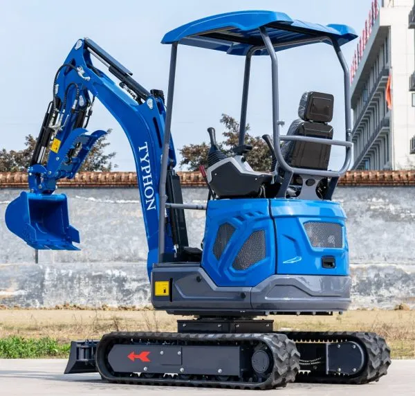 TYPHON TERROR XIX STORM Mini Excavator – 4000lbs Trench Digger with Boom Swing, Canopy, Retractable Tracks